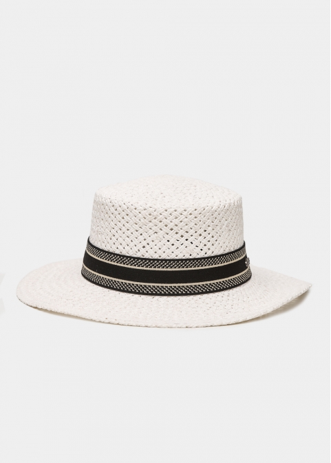 White Venezia Style Straw Hat 