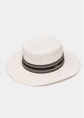 White Venezia Style Straw Hat 