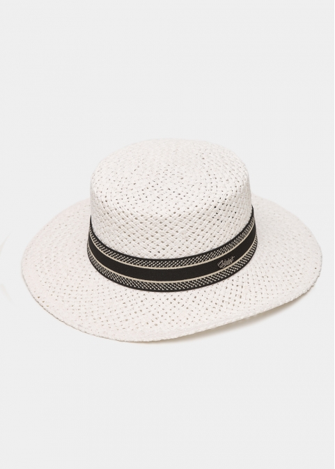 White Venezia Style Straw Hat 