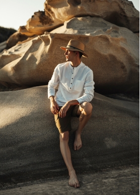 Brown Panama Style hat w/ coloured & leather details