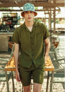 Khaki cotton set (shirt & shorts)