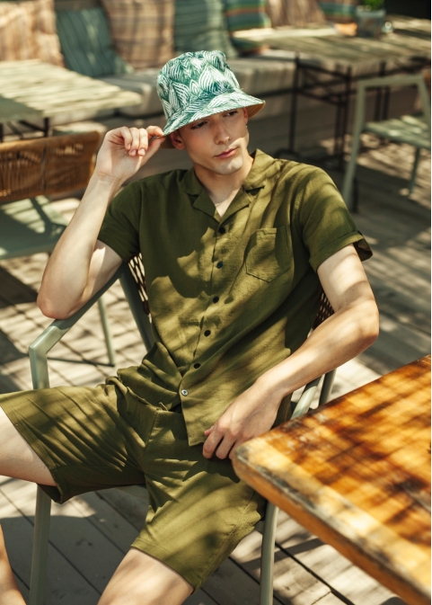 Khaki cotton set (shirt & shorts)