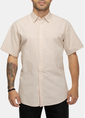 100% Cotton Beige Shirt w/ Short Sleeves