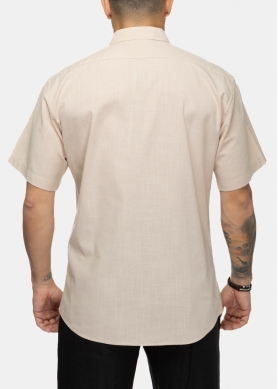 100% Cotton Beige Shirt w/ Short Sleeves