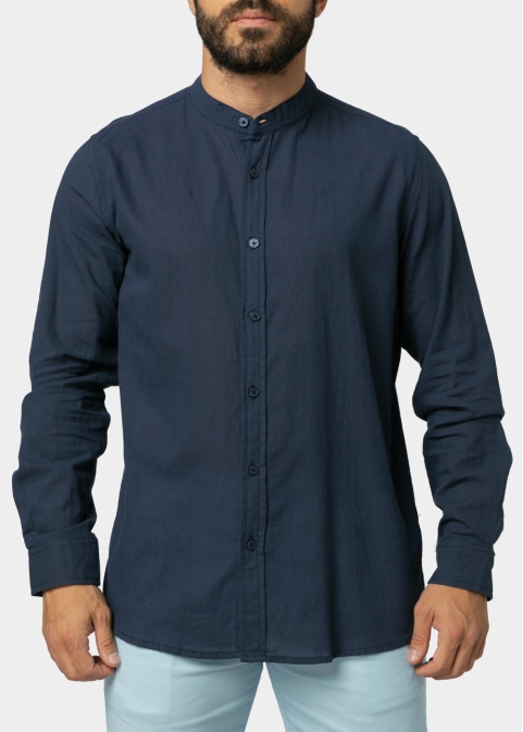 Navy Blue Mao Shirt 