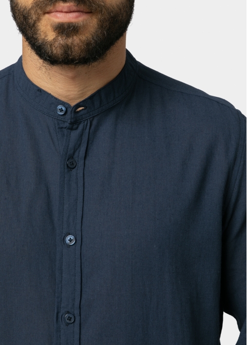 Navy Blue Mao Shirt 