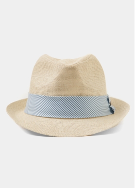 Beige Fedora Hat w/ mariner hatband