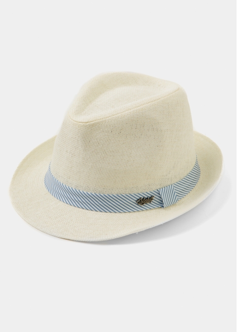 White Fedora Hat w/ mariner hatband