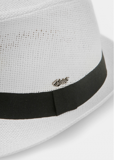 White Fedora Hat w/ black hatband