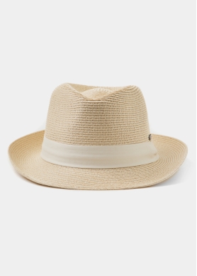 Ecru Fedora Hat w/ cream hatband