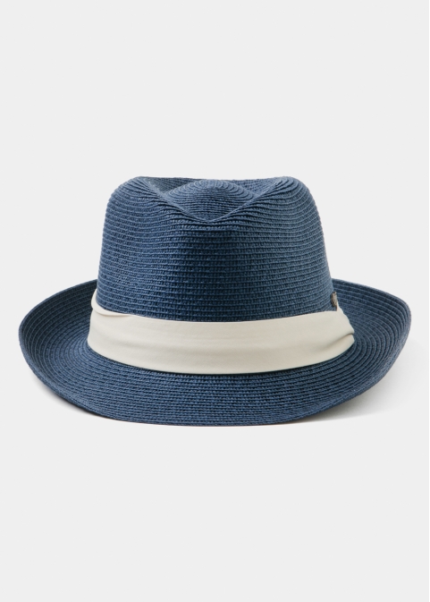 Navy Fedora Hat w/ cream hatband