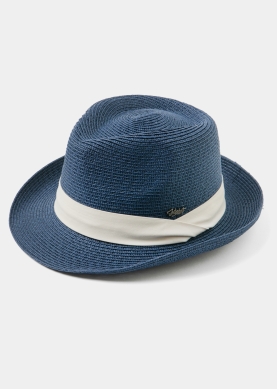 Navy Fedora Hat w/ cream hatband