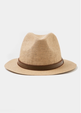 Brown Panama Style Hat w/ brown belt