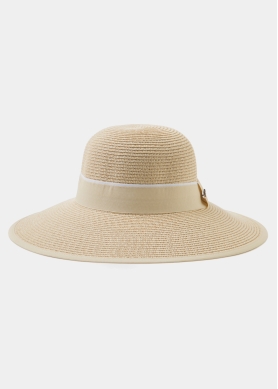 Beige Straw Hat w/ beige hatband