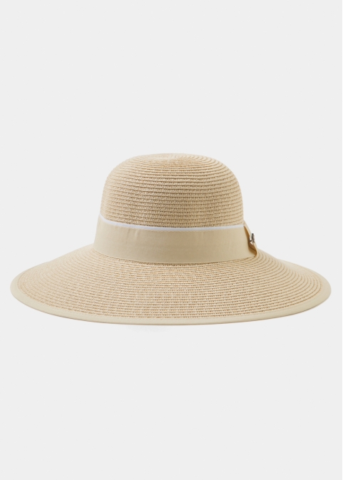 Beige Straw Hat w/ beige hatband