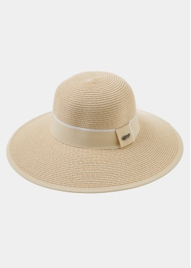 Beige Straw Hat w/ beige hatband