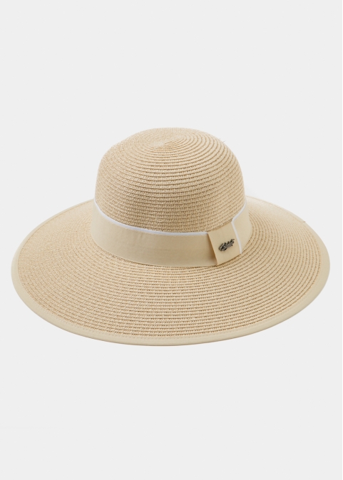 Beige Straw Hat w/ beige hatband