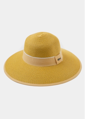 Mustard Straw Hat w/ mustard hatband