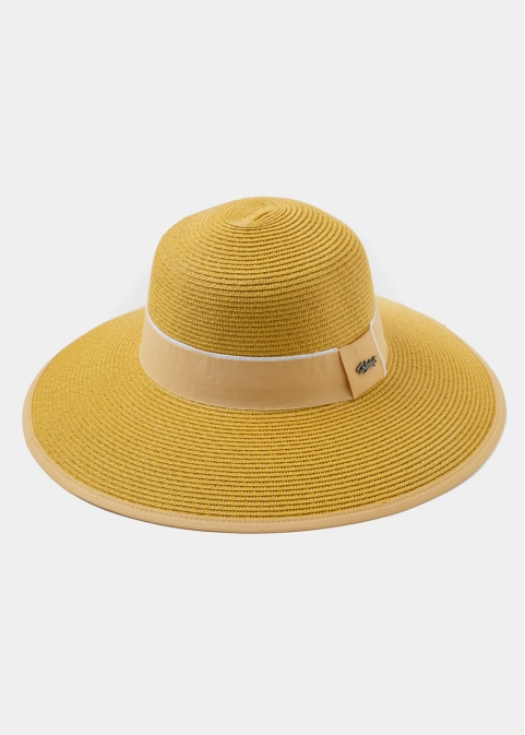 Mustard Straw Hat w/ mustard hatband