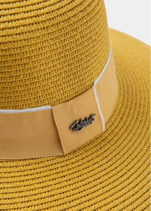 Mustard Straw Hat w/ mustard hatband