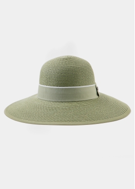 Olive Straw Hat w/ olive hatband