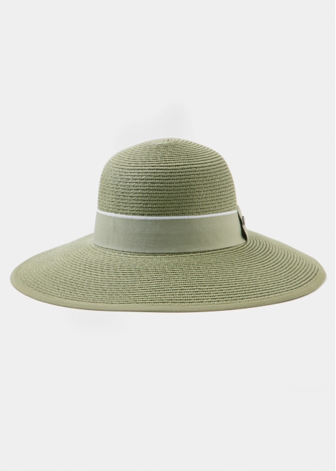 Olive Straw Hat w/ olive hatband