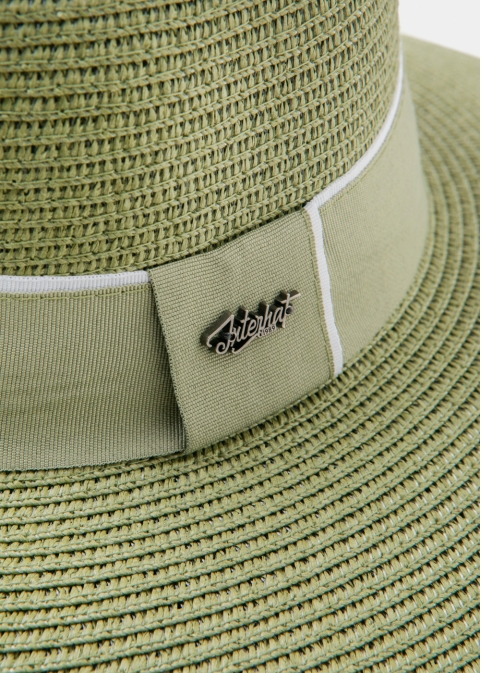 Olive Straw Hat w/ olive hatband