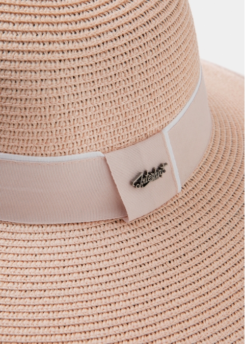  Pink Straw Hat w/ pink hatband