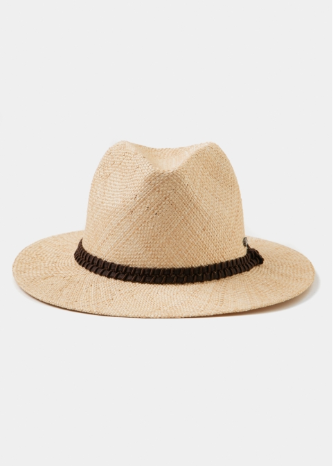 Natural Straw Hat w/Brown Detail