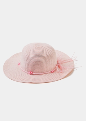 Girls Pink Straw Hat