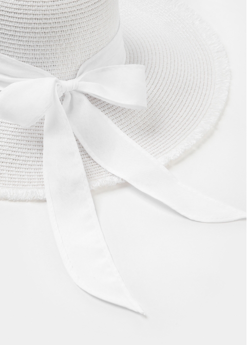 White "Santorini" Straw Hat w/ White Ribbon