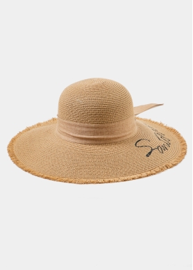 Brown "Santorini" Straw Hat w/ Brown Ribbon