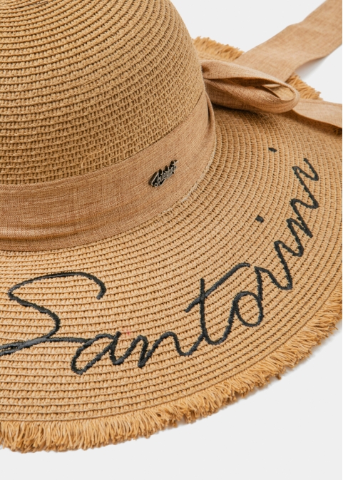 Brown "Santorini" Straw Hat w/ Brown Ribbon