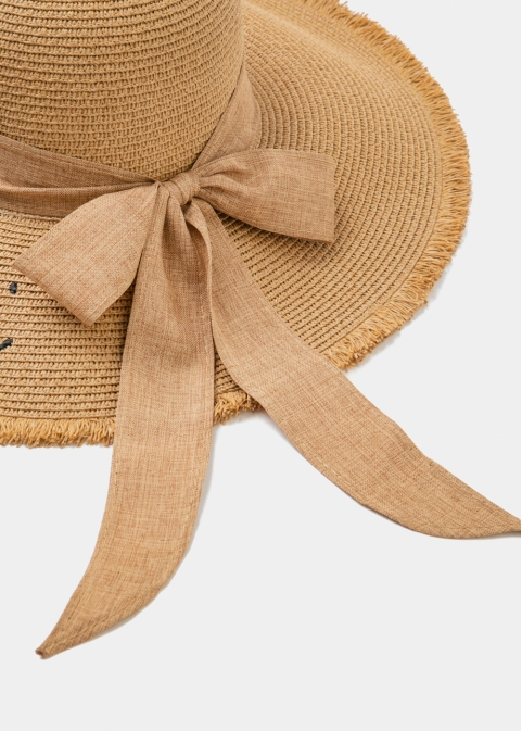 Brown "Santorini" Straw Hat w/ Brown Ribbon