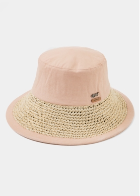 Peach Bucket Cotton & Straw Hat 