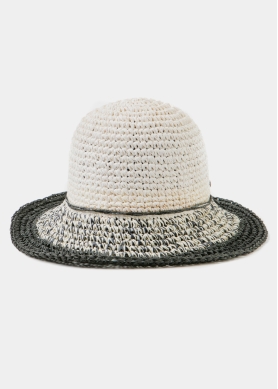 Black & White Bucket Style Straw Hat