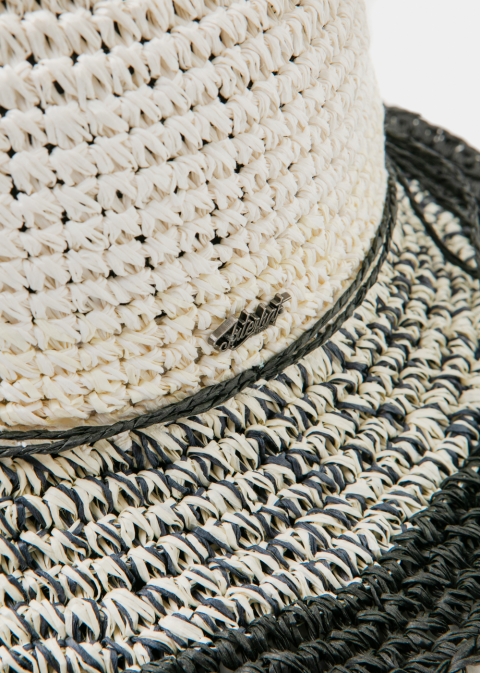 Black & White Bucket Style Straw Hat