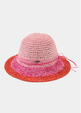 Fuchsia Bucket Style Straw Hat