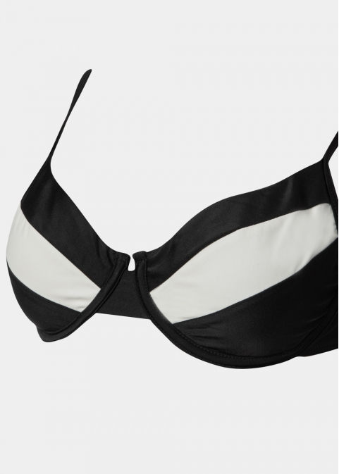 Saint Tropez Bikini Top - Black/Cream Dacron