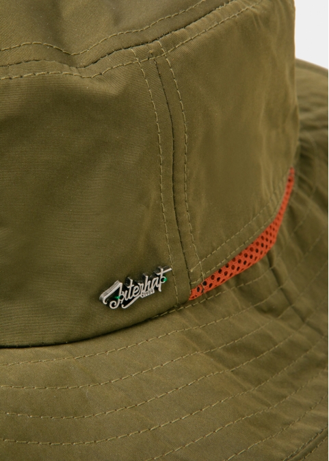 Khaki Active Bucket Hat w/ Orange Details