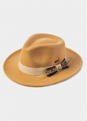 Camel Winter Hat w/ Beige Hatband and Details