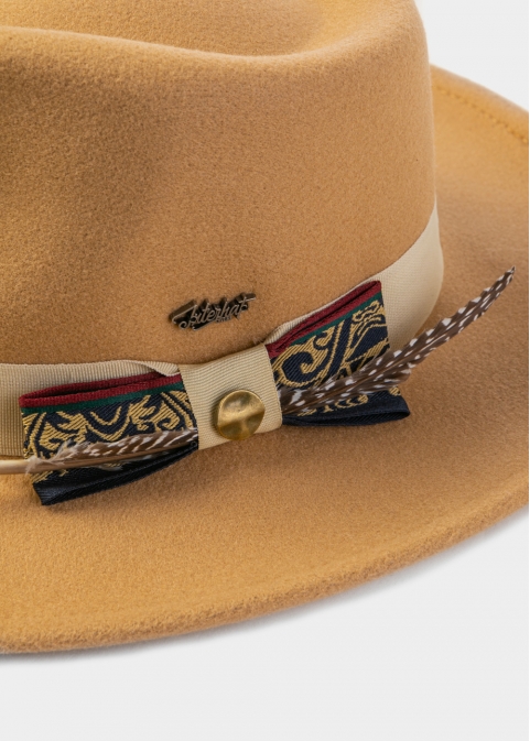 Camel Winter Hat w/ Beige Hatband and Details