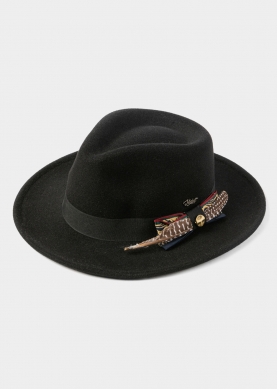 Black Winter Hat w/ Black Hatband and Details