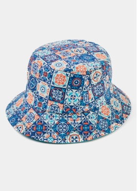 Double-Faced Bucket Hat Moroccan Pattern & Turquoise