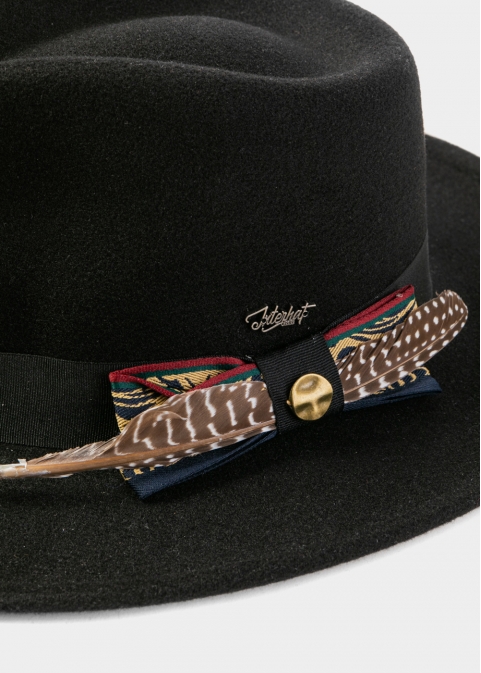 Black Winter Hat w/ Black Hatband and Details