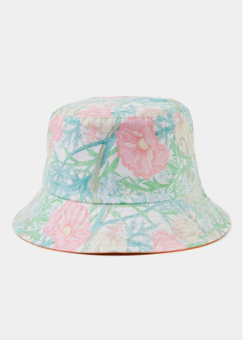 Double-Faced Bucket Hat Flowers Pattern & Orange 