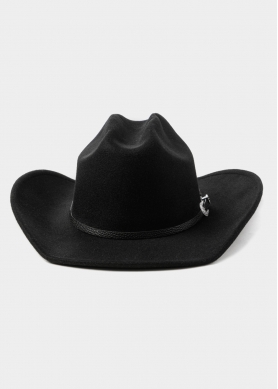 Black Winter Hat w/ Leatherette Belt