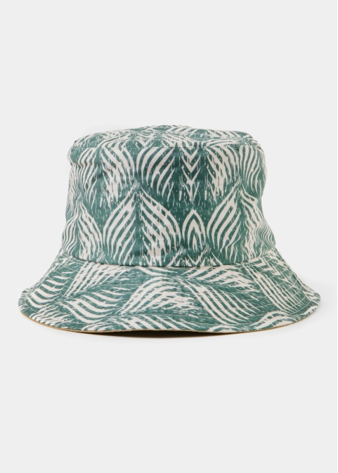 Double-Faced Bucket Hat Leaves Pattern & Camel 