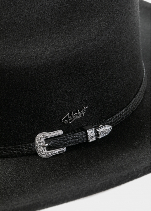 Black Winter Hat w/ Leatherette Belt