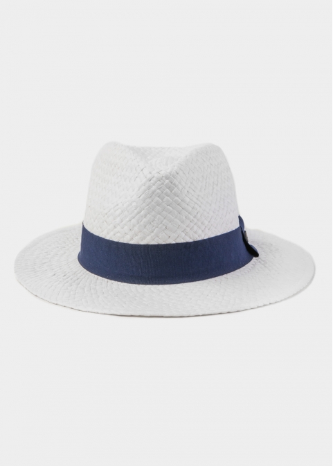 White Panama Style Hat w/ Black Hatband